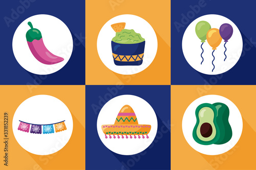 bundle of mexican set icons