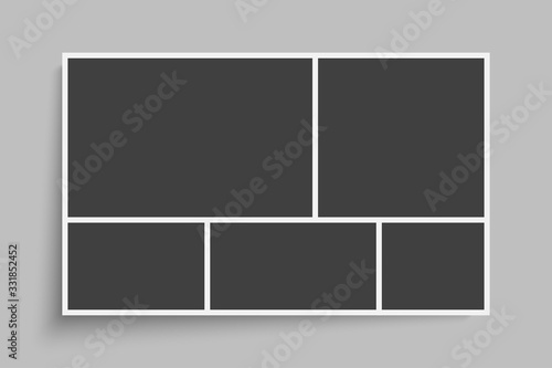 Vector empty collage board five images, photos