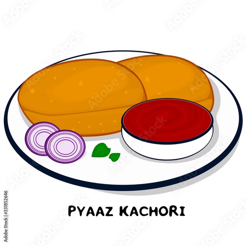 Pyaaz Ki Kachori indian Rajasthani Food Vector photo