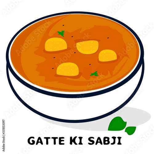 Gatte ki sabji indian Rajasthani Food Vector