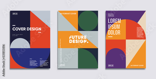 Retro geometric covers set. Swiss modernism. Eps10 vector.