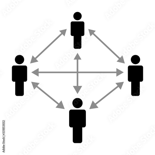 Social distancing between people or social interaction flat vector color icon for apps and websites