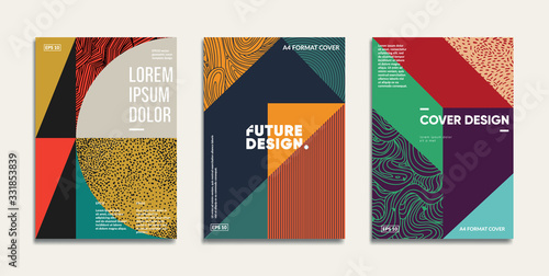 Simple shapes and lines composition. Minimal geometric covers design.