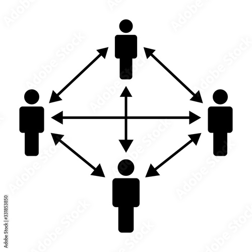 Social distancing between people or social interaction flat vector icon for apps and websites