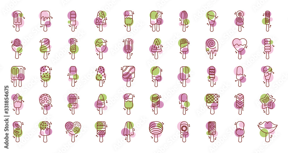 Obraz premium bundle of ice creams set icons