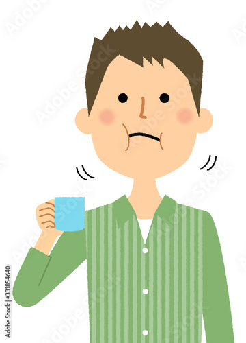 若い男性　うがい