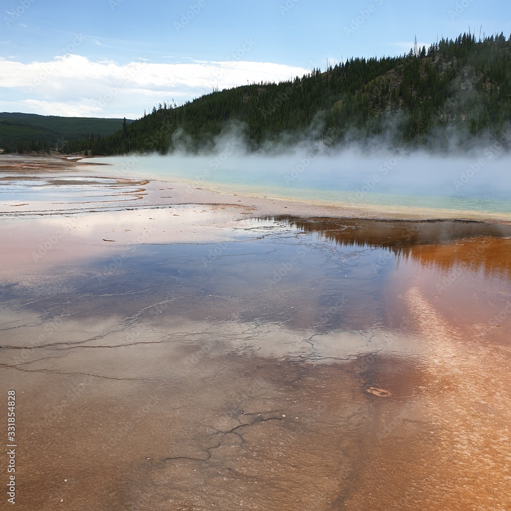 The unique hydrothermal and geologic wonder in Yellowstone  national park, Wyoming