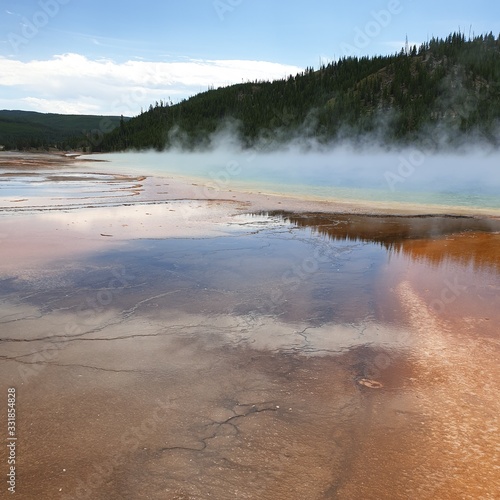 The unique hydrothermal and geologic wonder in Yellowstone national park, Wyoming