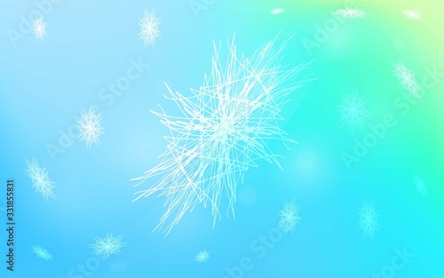 Light Blue  Green vector template with ice snowflakes. Shining colored illustration with snow in christmas style. New year design for your ad  poster  banner.
