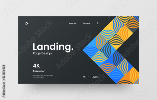 Creative horizontal website screen part for responsive web design project development. Abstract geometric pattern banner layout mock up. Corporate landing page block vector illustration template.