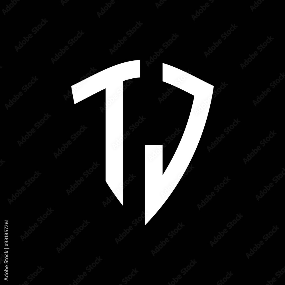 TJ logo monogram with shield shape design template Stock Vector | Adobe ...