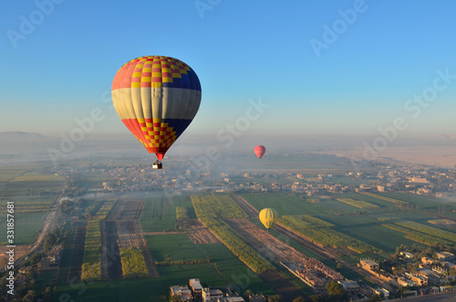 Balloon and beautiful landscape in the morning
