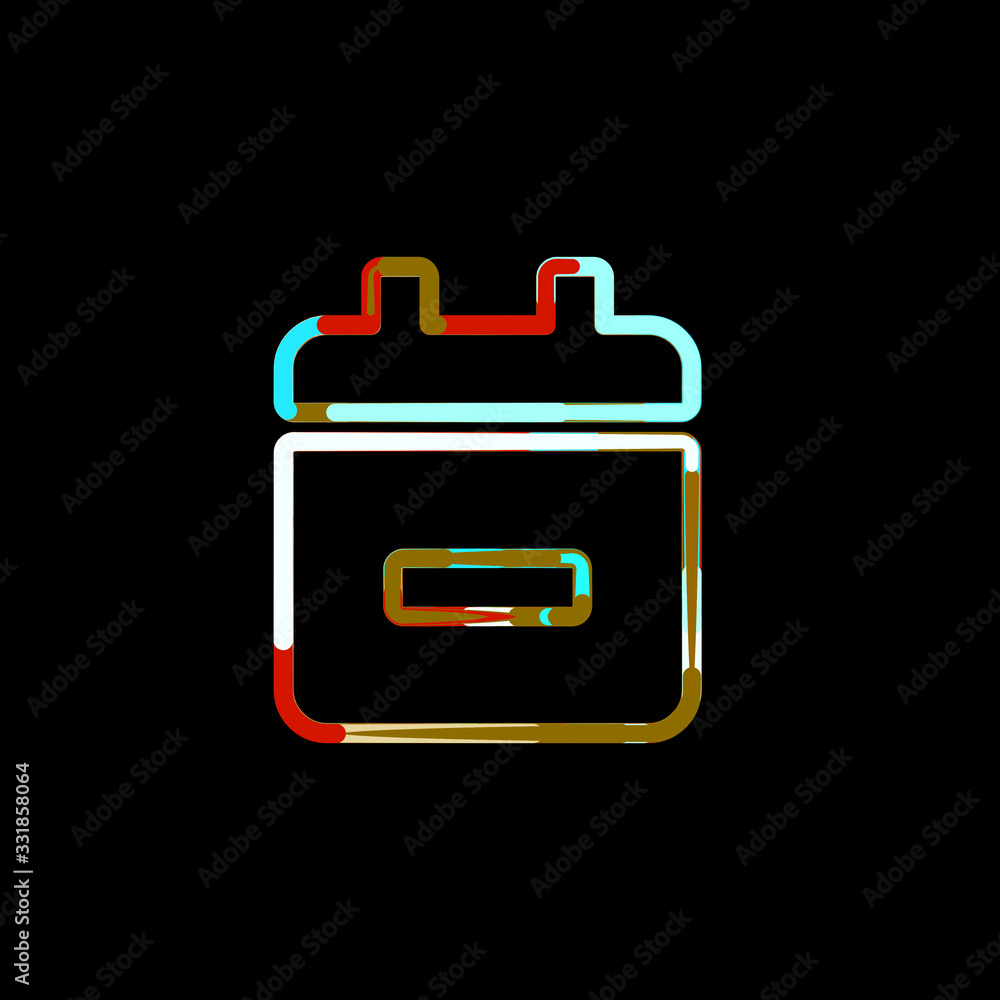 Symbol calendar minus from multi-colored circles and stripes. Red, brown, blue, white Symbol calendar minus from multi-colored circles and stripes. Red, brown, blue, white