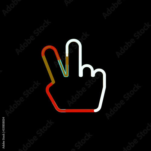 Symbol hand peace from multi-colored circles and stripes. Red, brown, blue, white