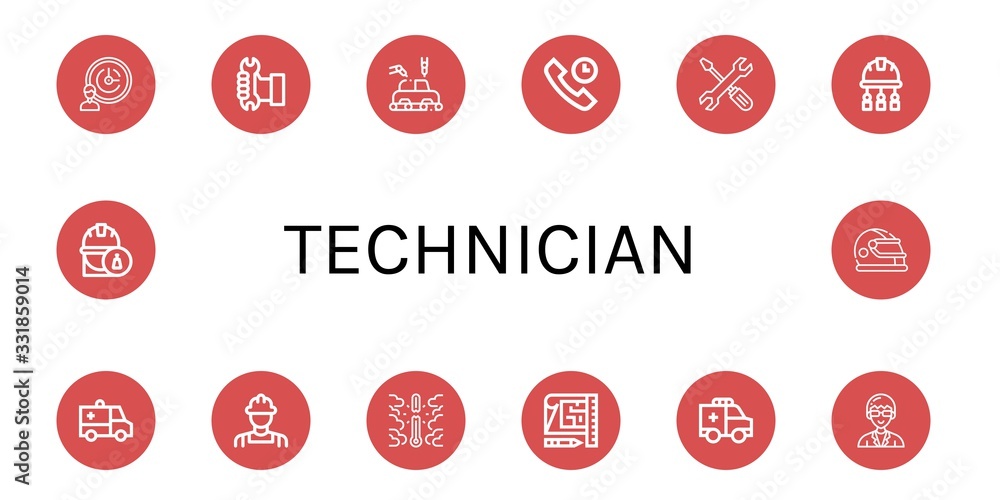 Set of technician icons Set of technician icons