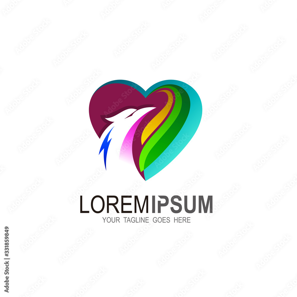 love logo with eagle design template, Abstract icon, wing logos love logo with eagle design template, Abstract icon, wing logos