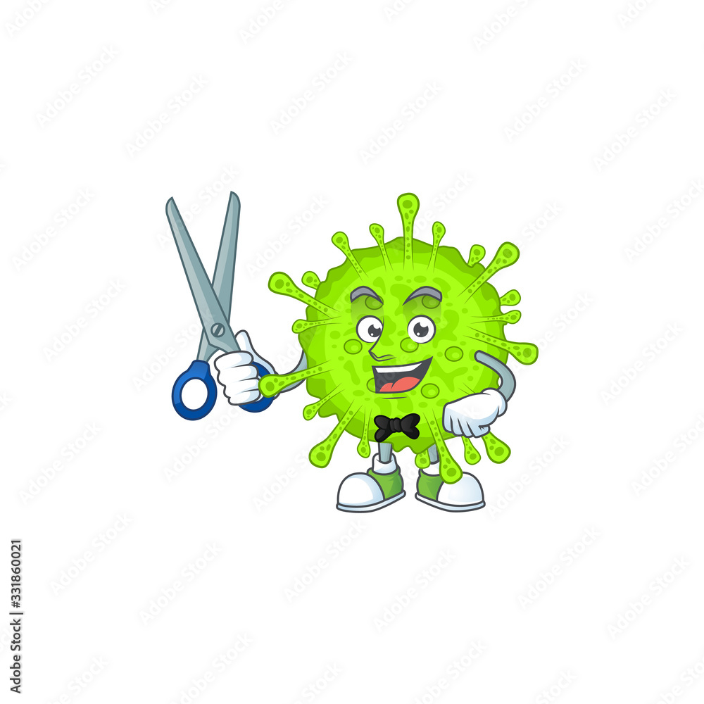 Fototapeta premium Cool Barber orthocoronavirinae cartoon mascot design style