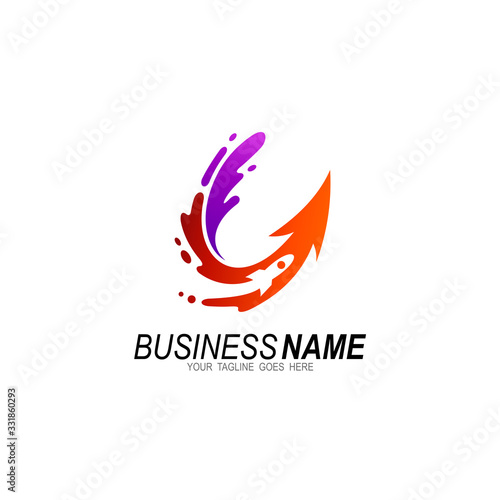U logo , Letter u logo and rocket design combination, Swoosh icon with arrow
