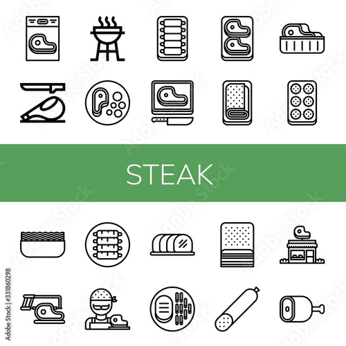 steak simple icons set