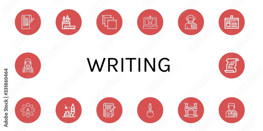 Set of writing icons Set of writing icons