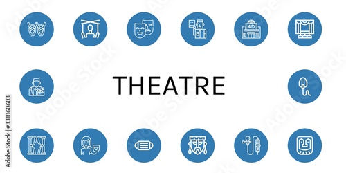 theatre simple icons set