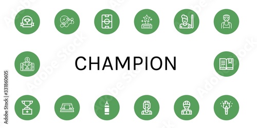 champion simple icons set