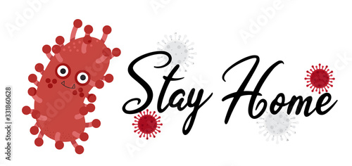 Stay home, stay safe poster design vector. Cute Lettering typography design for self protection times and  home awareness social media campaign and coronavirus prevention - Vector illustration.