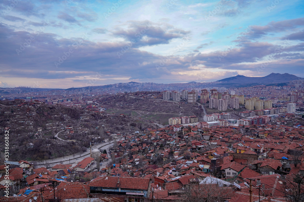 Panoramic view of Ankara city.  Ankara is the capital city of Turkey  Ankara Castle