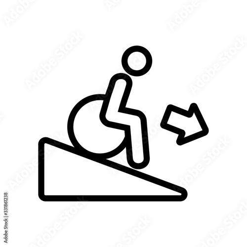 man down wheelchair icon vector. man down wheelchair sign. isolated contour symbol illustration