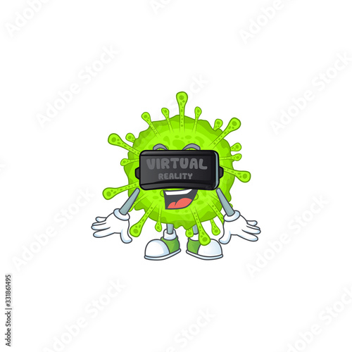 An icon of orthocoronavirinae character using Virtual reality headset
