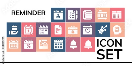 Modern Simple Set of reminder Vector filled Icons