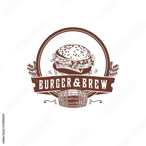Burger and Brew badge Illustration