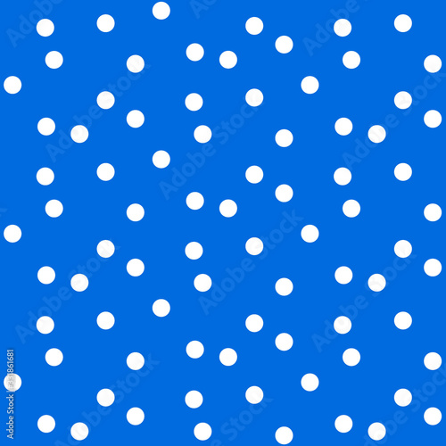 Blue bright background in white dots polka seamless pattern