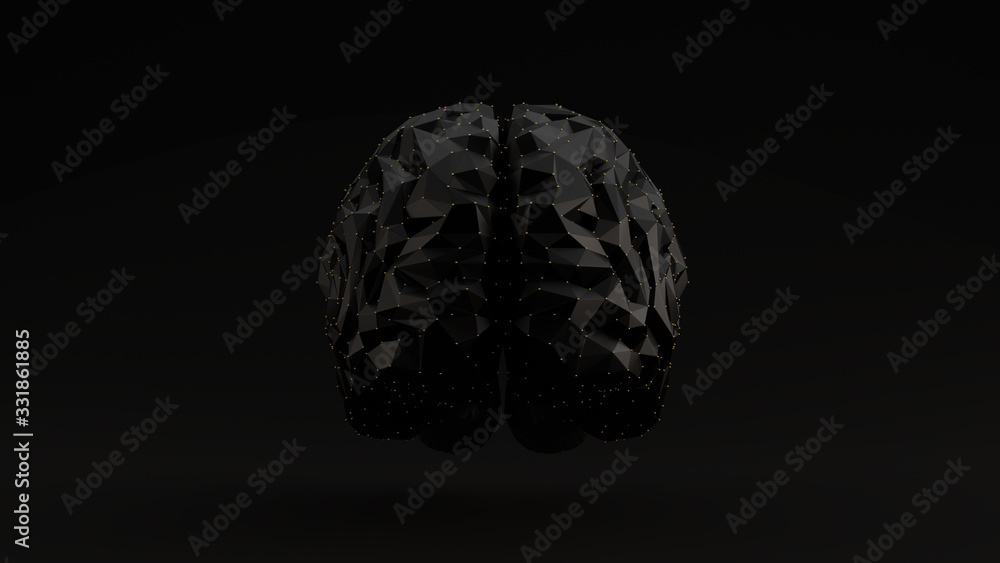 Brain Black Futuristic Artificial Intelligence Black Background 3d illustration 3d render Brain Black Futuristic Artificial Intelligence Black Background 3d illustration 3d render