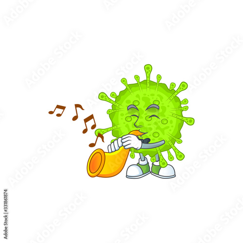 Orthocoronavirinae cartoon character playing music with a trumpet
