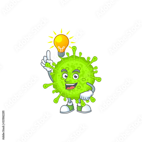 Orthocoronavirinae mascot character design with have an idea cute gesture