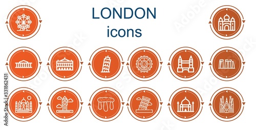 Editable 14 london icons for web and mobile