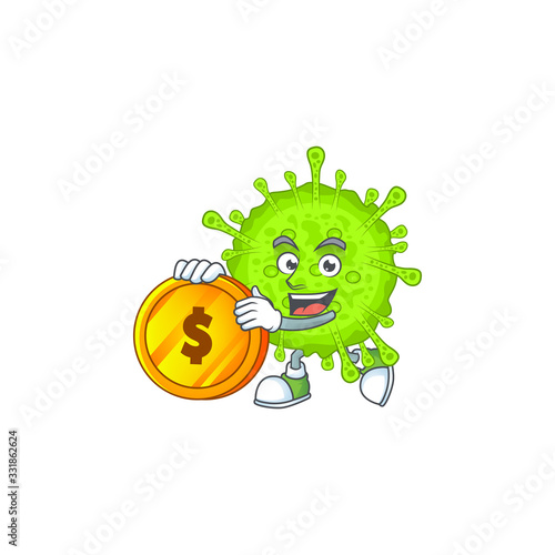 mascot cartoon character style of orthocoronavirinae showing one finger gesture