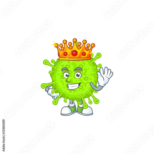 A Charismatic King of orthocoronavirinae cartoon character design