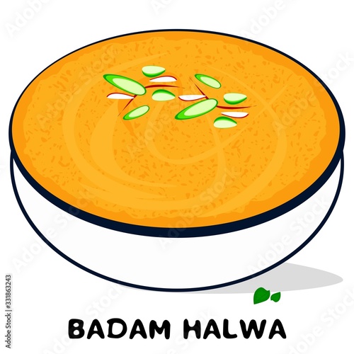 Badam halwa indian Rajasthani Food Vector