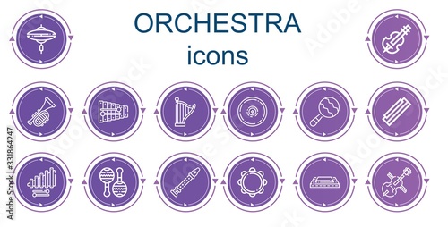 Editable 14 orchestra icons for web and mobile