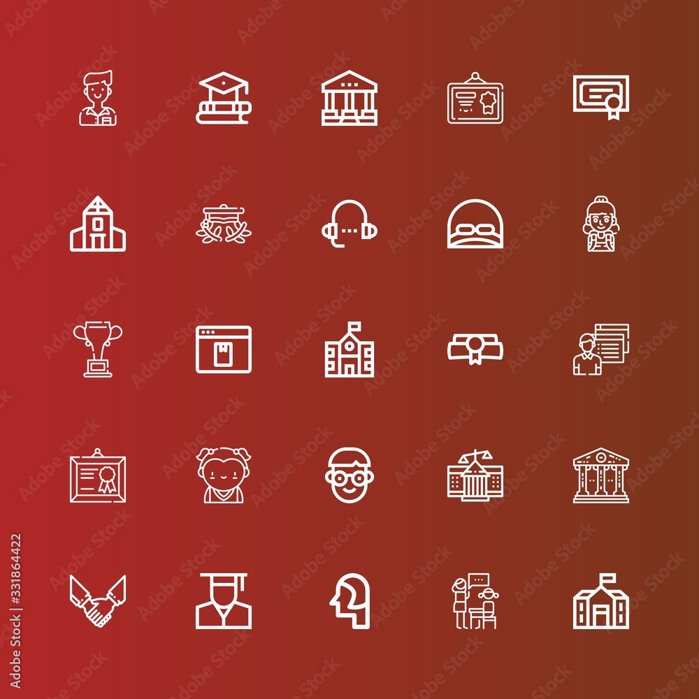 Editable 25 diploma icons for web and mobile