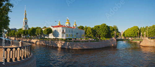 St. Nicholas Sea Cathedral and Kryukov canal, Saint Petersburg. photo