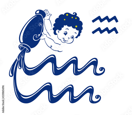 Aquarius. The zodiac sign Aquarius repeats the outline of the zodiac symbol of this constellation.