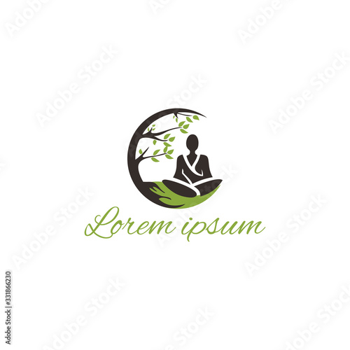 Creative abstract beauty yoga nature logo vector logo design template Vector illustration