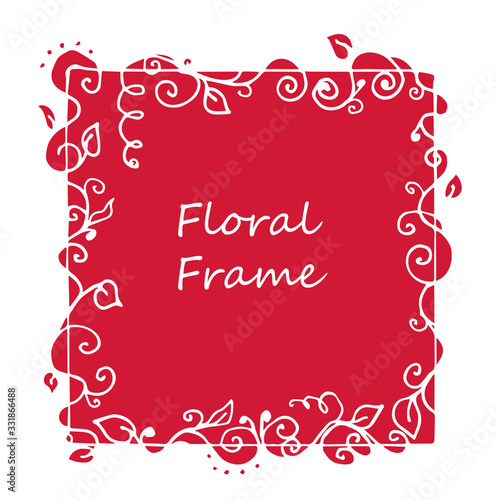 square vector frame with floral ornament