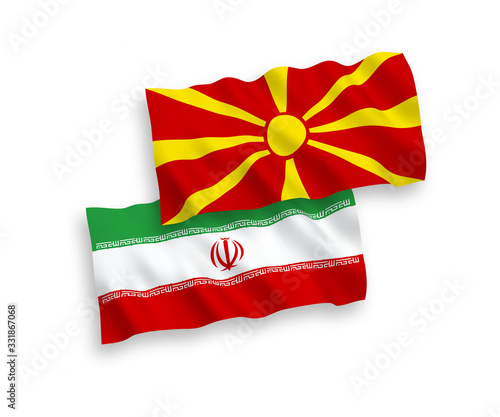 Flags of Iran and North Macedonia on a white background