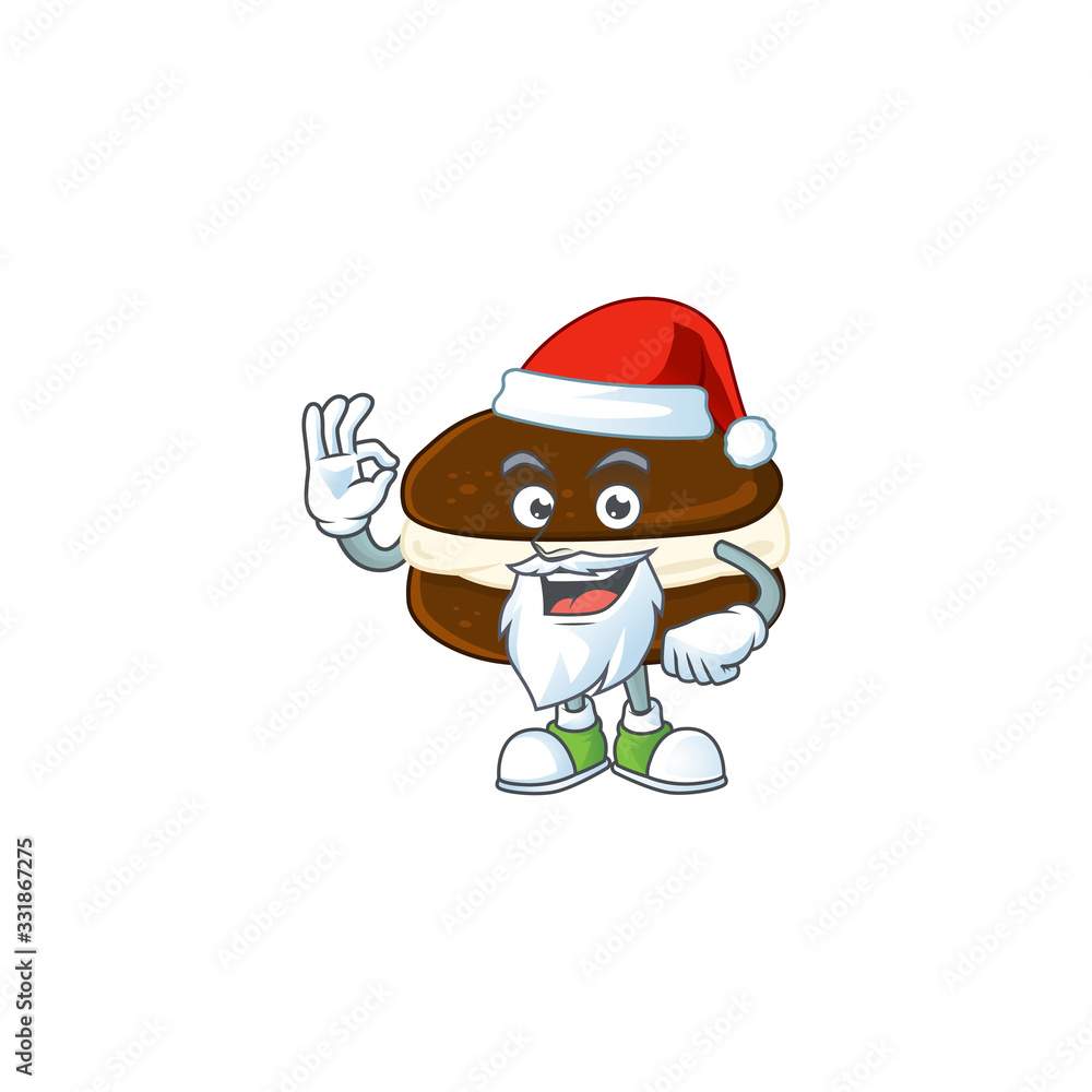 Whoopie pies cartoon character of Santa showing ok finger