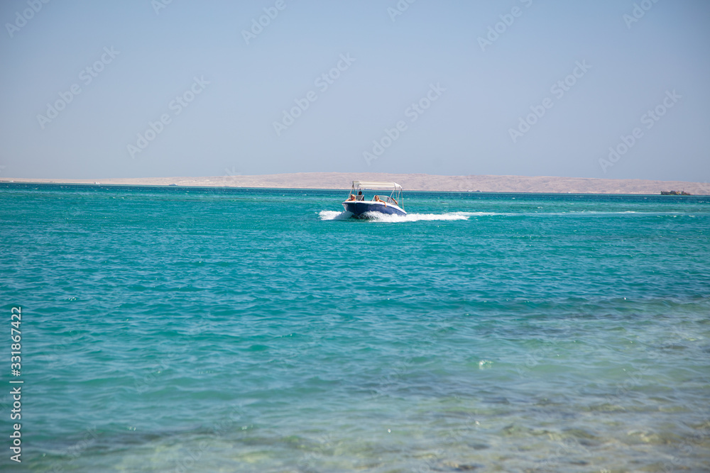 Motor Boat near yhe shore in Egypt