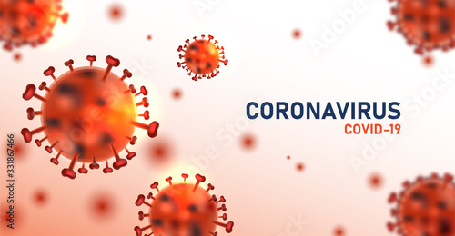 Coronavirus disease COVID-19 infection. China pathogen respiratory influenza covid virus cells.